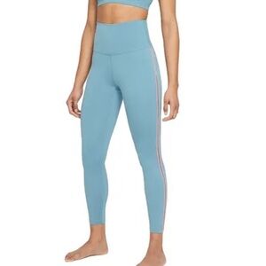Nike Yoga 7/8 blue crochet edge dri-fit leggings XS NWT